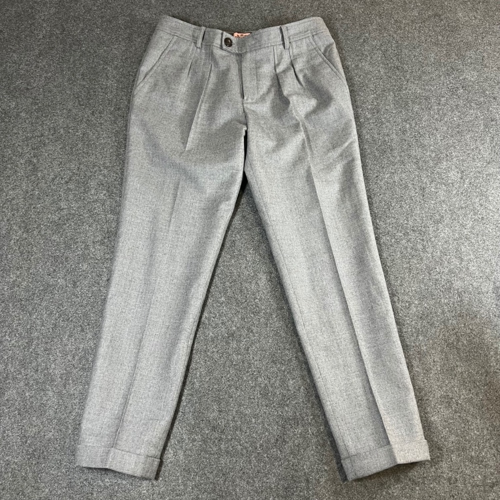 Juicy Couture Gray 100% Wool Pleated‎ Cuffed Dress Pants Trousers Size 6 Y2K